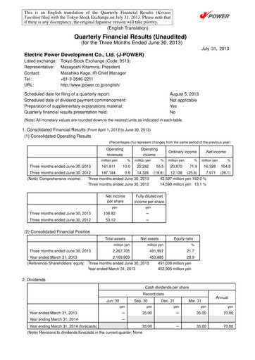 Thumbnail J-POWER (Electric Power Development) Quarterly Report 2013-q1
