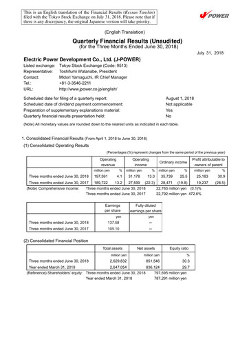 Thumbnail J-POWER (Electric Power Development) Quarterly Report 2018-q1