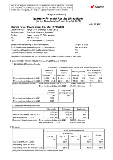 Thumbnail J-POWER (Electric Power Development) Quarterly Report 2021-q1
