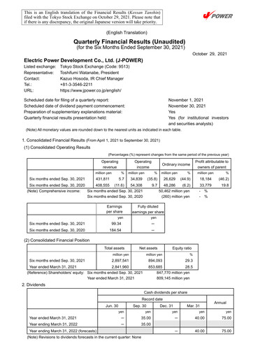 Thumbnail J-POWER (Electric Power Development) Quarterly Report 2021-q2