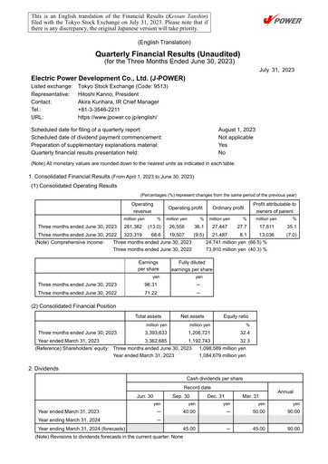 Thumbnail J-POWER (Electric Power Development) Quarterly Report 2023-q1
