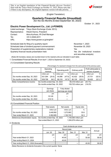 Thumbnail J-POWER (Electric Power Development) Quarterly Report 2023-q2