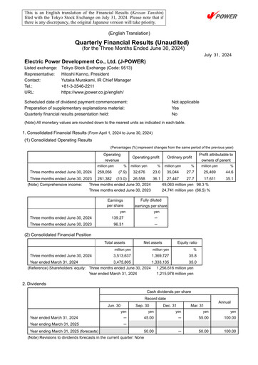 Thumbnail J-POWER (Electric Power Development) Quarterly Report 2024-q1