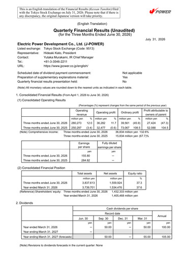 Thumbnail J-POWER (Electric Power Development) Quarterly Report 2027-q1