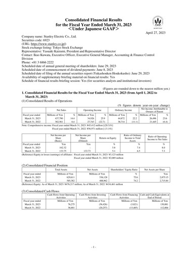 Thumbnail Stanley Electric Annual Report fy2023