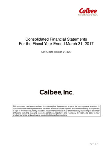 Thumbnail Calbee, Inc. Financial Report 2017