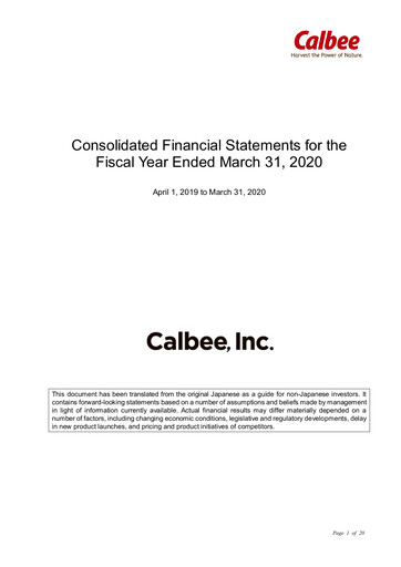 Thumbnail Calbee, Inc. Financial Report 2020