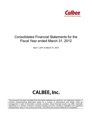 Thumbnail Calbee, Inc. Financial Statement fy2012