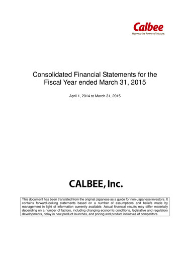 Thumbnail Calbee, Inc. Financial Statement fy2015