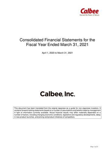 Thumbnail Calbee, Inc. Financial Statement fy2021