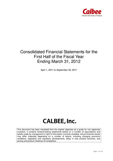 Thumbnail Calbee, Inc. Half-year Report 2012-h1