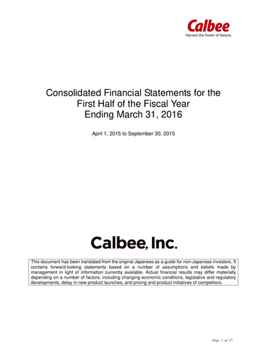 Thumbnail Calbee, Inc. Half-year Report 2016-h1