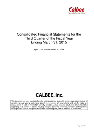 Thumbnail Calbee, Inc. Quarterly Report 2015-q3