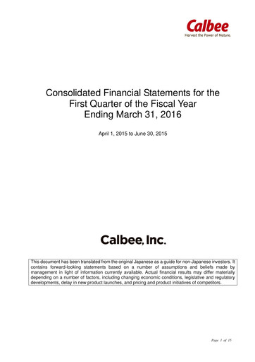 Thumbnail Calbee, Inc. Quarterly Report 2016-q1