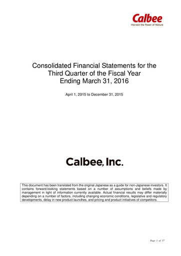 Thumbnail Calbee, Inc. Quarterly Report 2016-q3