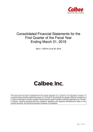 Thumbnail Calbee, Inc. Quarterly Report 2019-q1
