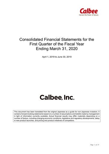 Thumbnail Calbee, Inc. Quarterly Report 2020-q1