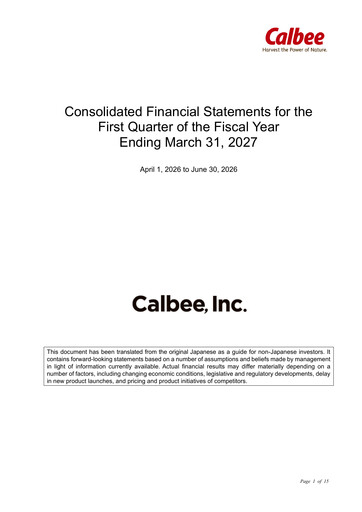 Thumbnail Calbee, Inc. Quarterly Report 2027-q1
