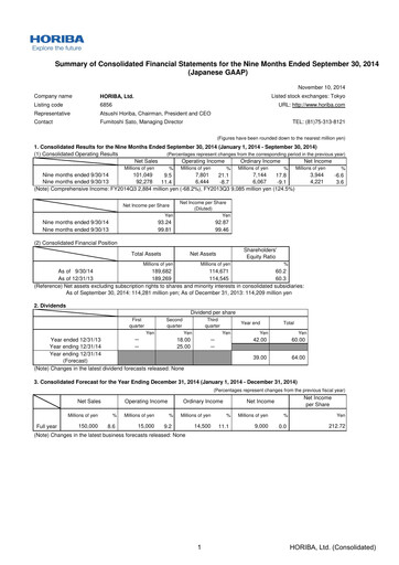 Thumbnail HORIBA Financial Statement 2014-9m