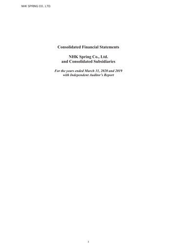 Thumbnail NHK Spring Financial Statement fy2019
