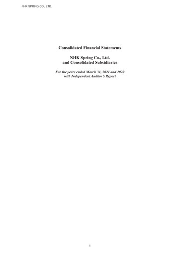 Thumbnail NHK Spring Financial Statement fy2020