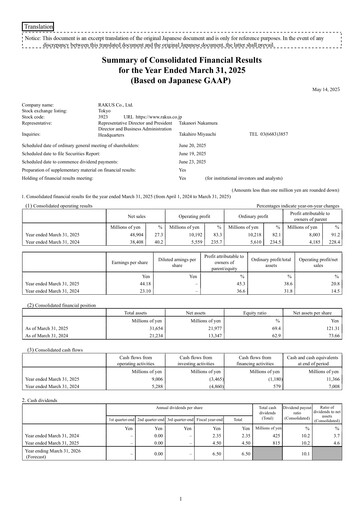 Thumbnail Rakus Co., Ltd. Financial Statement fy2025