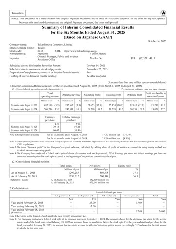 Thumbnail Takashimaya Company Half-year Report 2026-h1