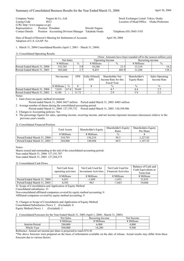 Thumbnail Nagase & Co. Financial Statement fy2004