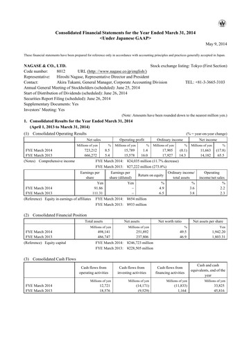 Thumbnail Nagase & Co. Financial Statement fy2014