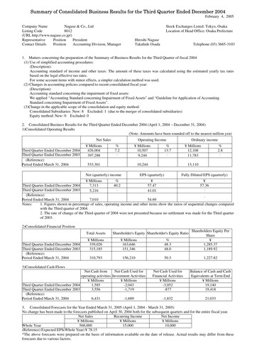 Thumbnail Nagase & Co. Quarterly Report 2004-q3