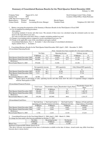 Thumbnail Nagase & Co. Quarterly Report 2005-q3