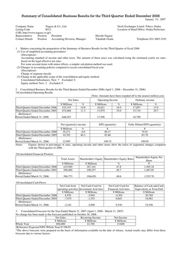 Thumbnail Nagase & Co. Quarterly Report 2006-q3