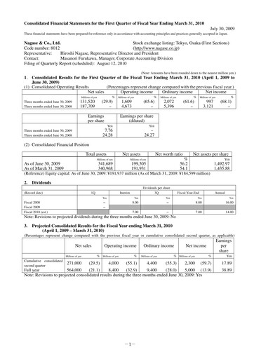 Thumbnail Nagase & Co. Quarterly Report 2009-q1