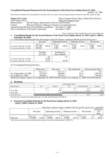 Thumbnail Nagase & Co. Quarterly Report 2009-q2