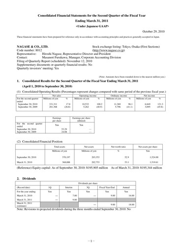 Thumbnail Nagase & Co. Quarterly Report 2010-q2