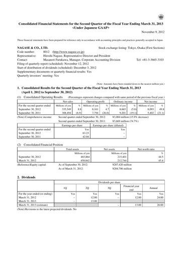 Thumbnail Nagase & Co. Quarterly Report 2012-q2