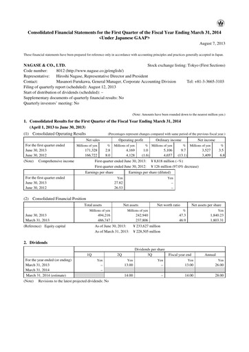 Thumbnail Nagase & Co. Quarterly Report 2013-q1
