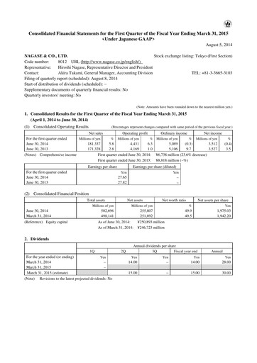 Thumbnail Nagase & Co. Quarterly Report 2014-q1