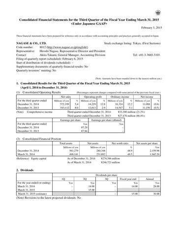 Thumbnail Nagase & Co. Quarterly Report 2014-q3