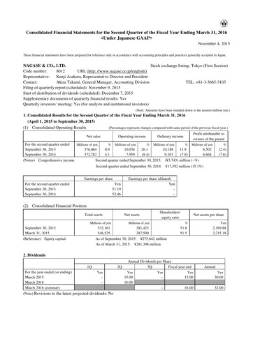 Thumbnail Nagase & Co. Quarterly Report 2015-q2