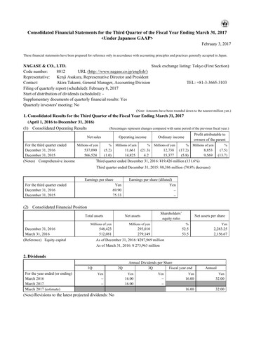 Thumbnail Nagase & Co. Quarterly Report 2016-q3