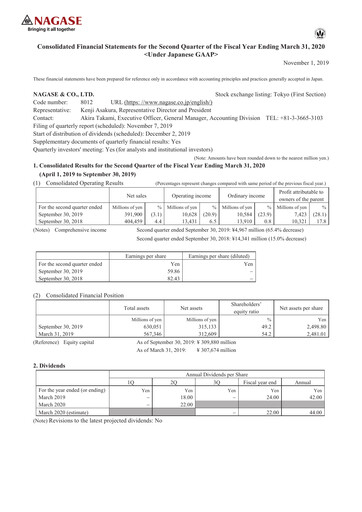 Thumbnail Nagase & Co. Quarterly Report 2019-q2