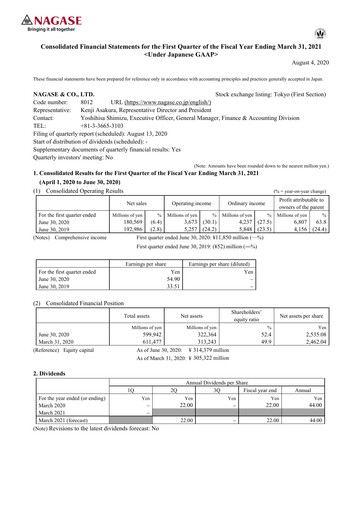 Thumbnail Nagase & Co. Quarterly Report 2020-q1