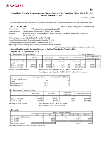 Thumbnail Nagase & Co. Quarterly Report 2022-q2