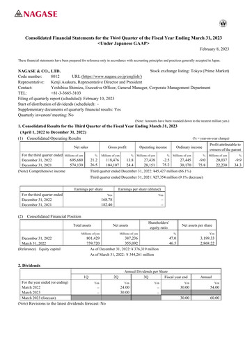 Thumbnail Nagase & Co. Quarterly Report 2022-q3