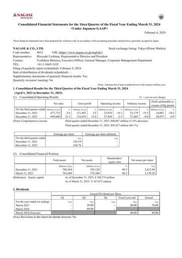 Thumbnail Nagase & Co. Quarterly Report 2023-q3