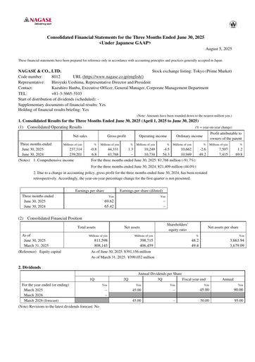 Thumbnail Nagase & Co. Quarterly Report 2025-q1