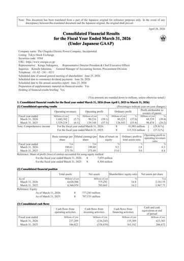 Thumbnail The Chugoku Electric Power Financial Report 2025-2026