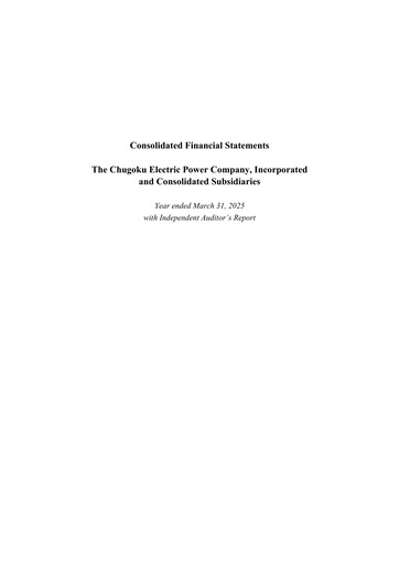 Thumbnail The Chugoku Electric Power Financial Statement 2024-2025