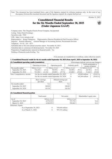 Thumbnail The Chugoku Electric Power Half-year Report 2026-h1
